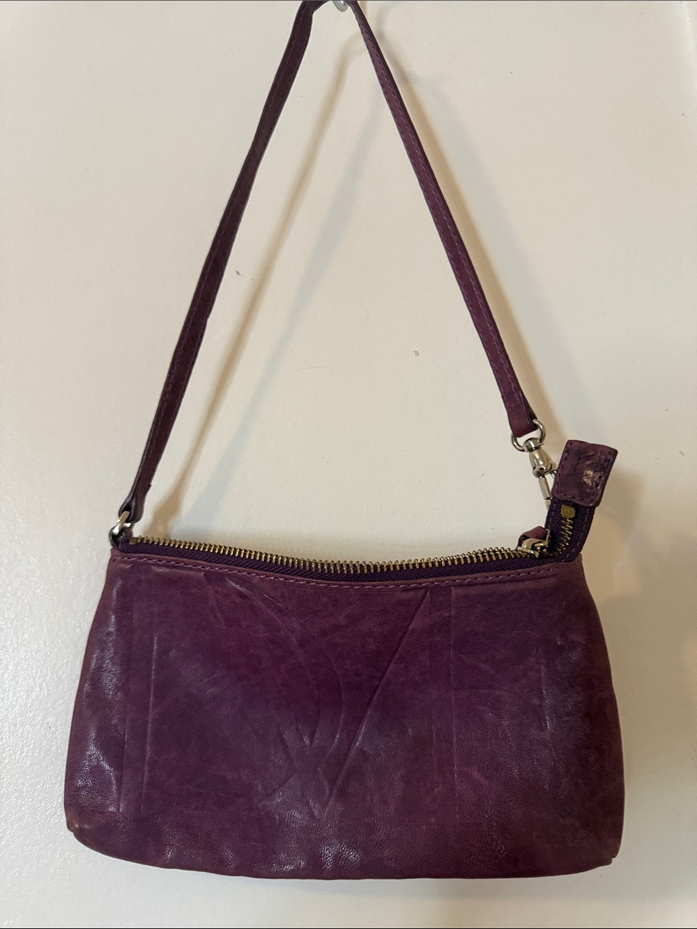 DVF embossed Plum Leather Shoulder Bag - Stylish Everyday Carry